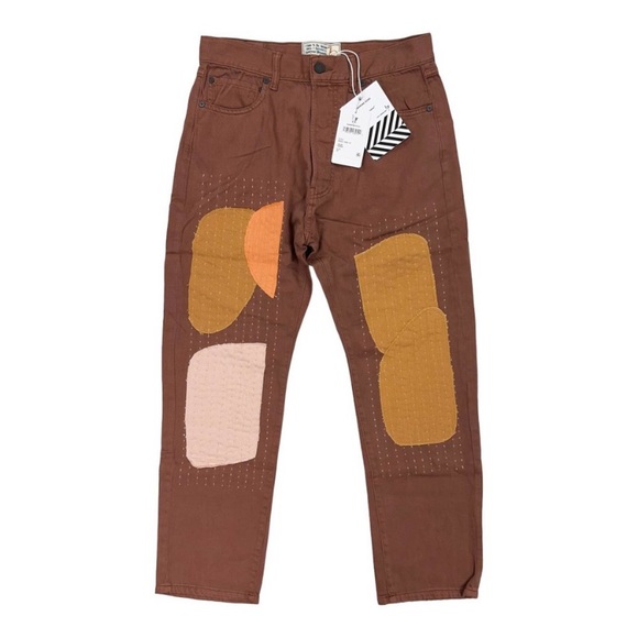 Sandrine Rose by Free People Brown (Carrub)  Patchwork Pants Size 28 - Picture 2 of 15